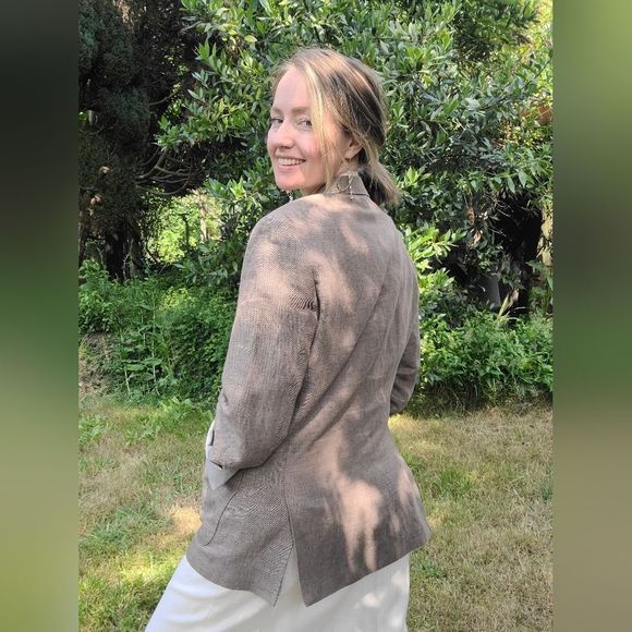 The Stanley RW&CO. Summer Blazer Dinner Suit Jacket Mens Taupe Tan Brown Sz L - Picture 8 of 16